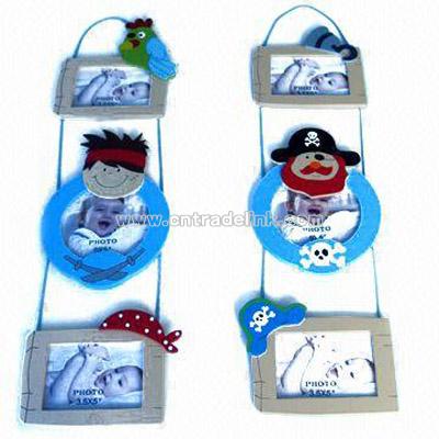 3 x Hanging Sea Rover Design Wooden Photo Frames