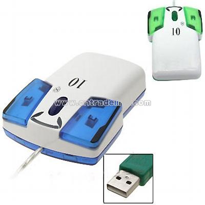 3D USB Optical T-Shirt Scroll Wheel Computer Mouse Green and Blue