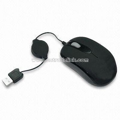 3D Wired Optical Mouse with Retractable USB Cable