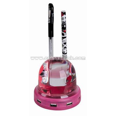 4 Port USB HUB with Pen Stand
