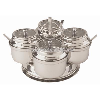 4 compartment rotating condiment server complete