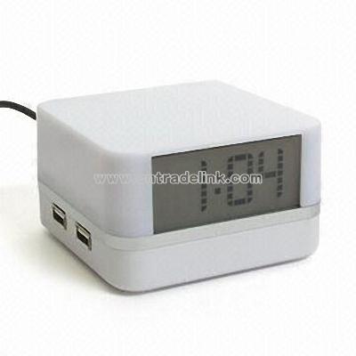 4-port USB Hub with LCD Clock