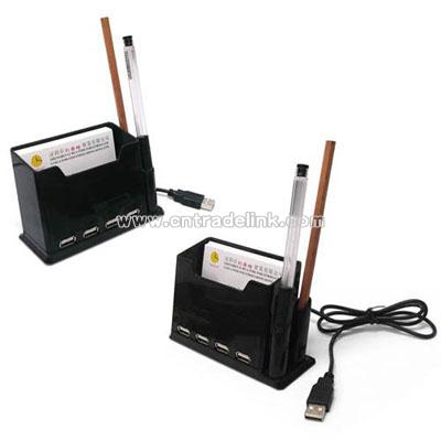 4-port USB Hub with Name Card and Pen Holder