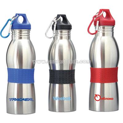 600ml Stainless Steel Sports Bottles With Carabiner and Rubber Grip