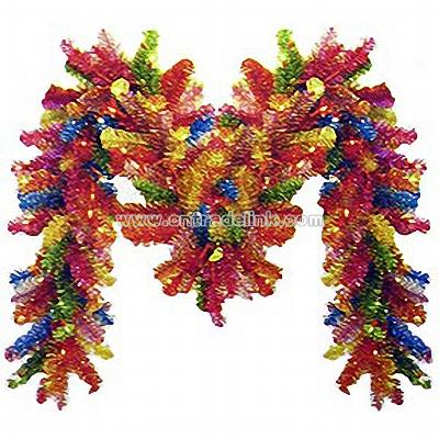 9' Pre-Lit Multi Colored Tinsel Garland