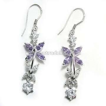 925 Sterling Silver Jewelry - CZ' Stone Earring