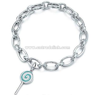 925 Sterling Silver Lollipop Link Bracelet