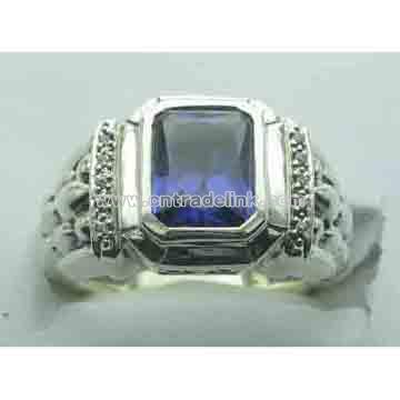 925 Sterling Silver Ring with Tanzania Cz