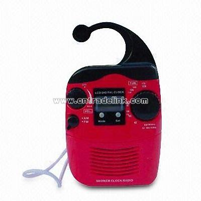 AM/FM 2-band Shower Radio with Shower Clock and Analog Turning