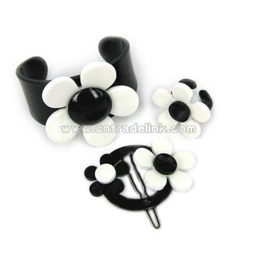 Acrylic Bangle Ring and Hair Clip Set