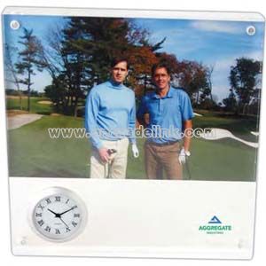 Acrylic photo base with clock