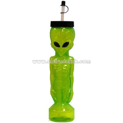 Alien shape glass with lid and straight straw
