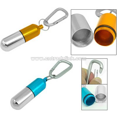 Aluminum Carabiner Keychain with Bottle Pill Storage