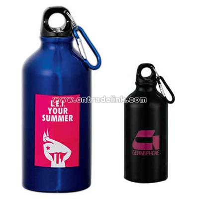 Aluminum bottle with screw on lid with matching carabiner