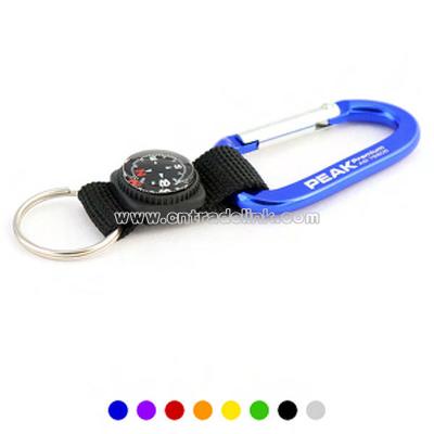 Aluminum carabiner with liquid filled compass