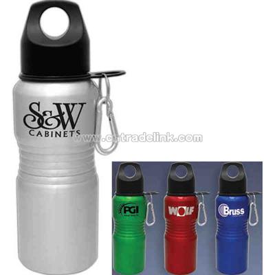Aluminum water bottle with mini silver carabiner