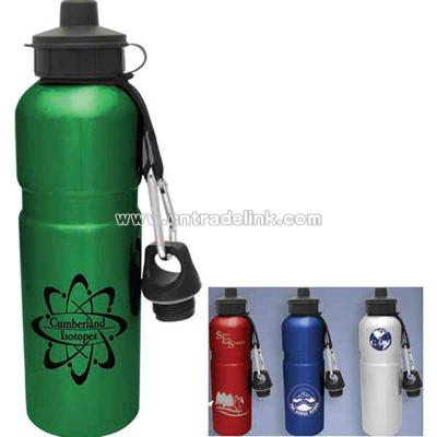 Aluminum water bottle with strap and carabiner