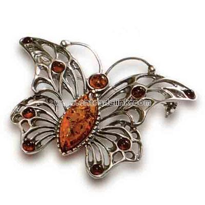 Amber Butterfly Pin