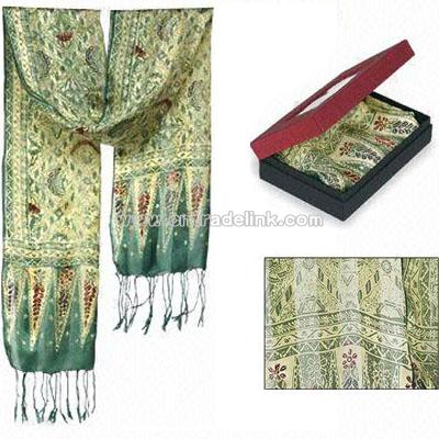 Ancient Java Green Silk Scarves