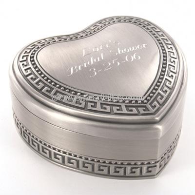 Antique Pewter Accented Heart Jewelry Box