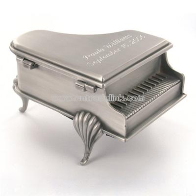 Antique Pewter Brushed Piano Jewelry Box