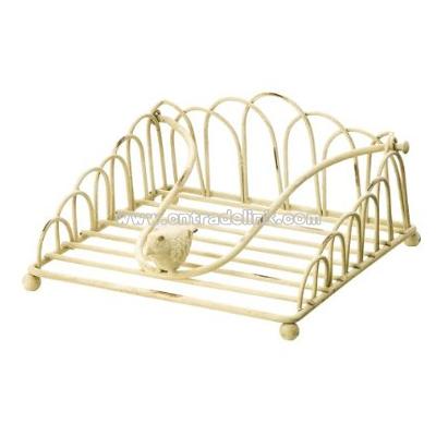 Antiqued Metal Napkin Holder with Bird