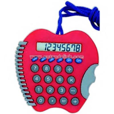 Apple shaped calculator with neck cord