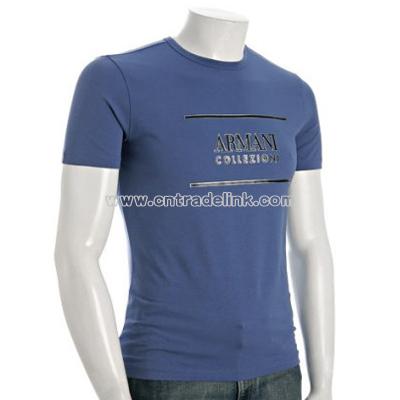 Armani Collezioni blue jersey logo crewneck t-shirt
