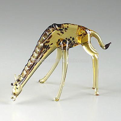 Art Glass Bending Giraffe Figurine