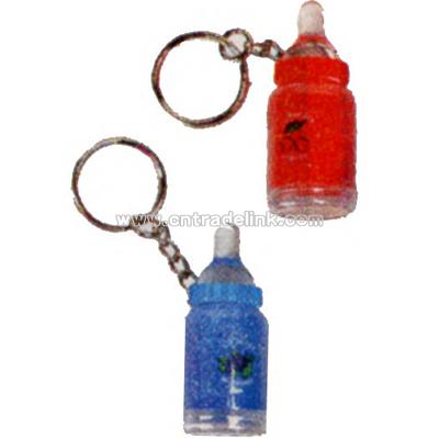 Baby bottle shaped lip gloss key chain
