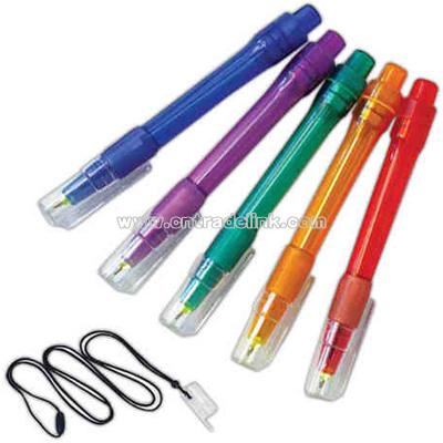 Ballpoint pen with light and translucent barrel