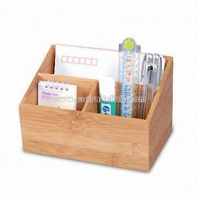 Bamboo multifunctional stationery organizer