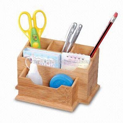 Bamboo stationery organizer