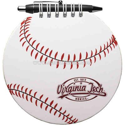 Baseball - Note pad with retractable pen