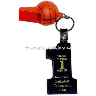 Basketball whistle with number one key tag