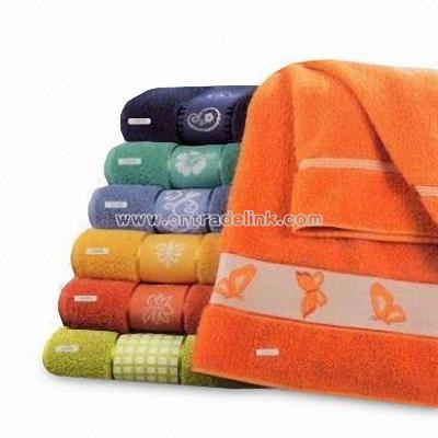 Bath Towel with Decorative Jacquard Border