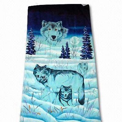 Beach Towel with Wolf Pattern