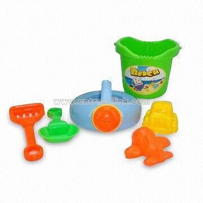 Beach Toy Set with One Bucket and Four Accessories