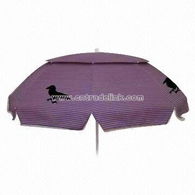 Beach Umbrella with White Lacquered Steel Frame