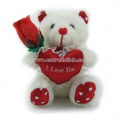 Bear with Red Heart and Rose