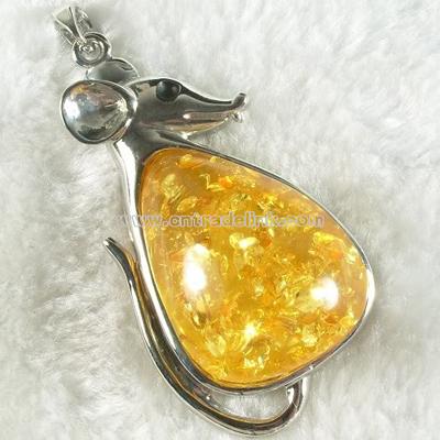 Beautiful amber mouse pendant