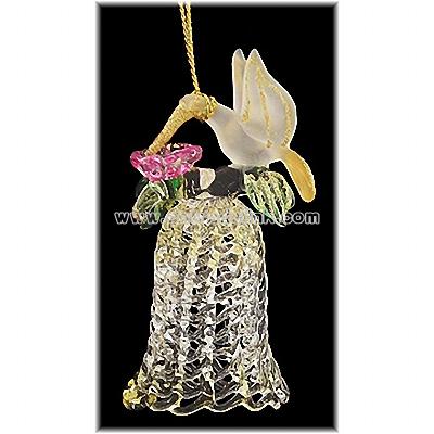 Bell With Hummingbird Spun Glass Ornament