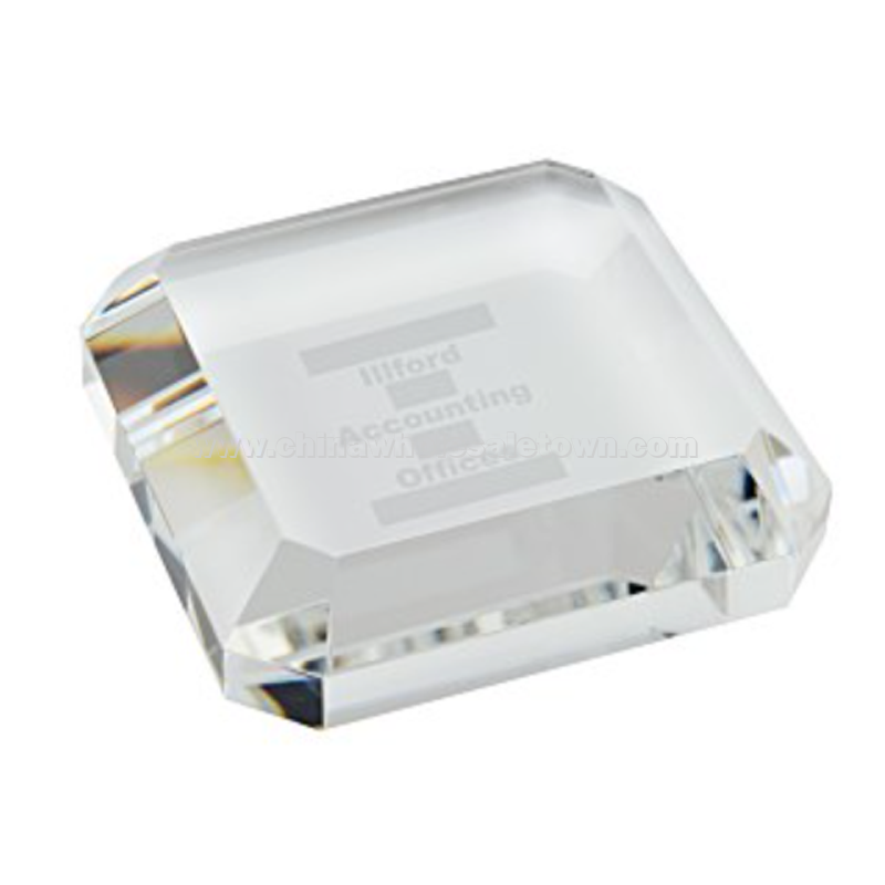 Beveled Crystal Paperweight - Square