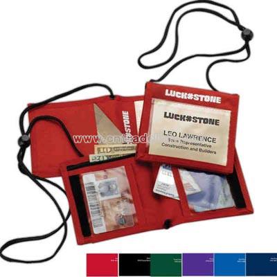 Bi-fold neck wallet