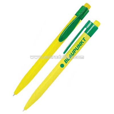 Biodegradable slender yellow corn pen with black ink color
