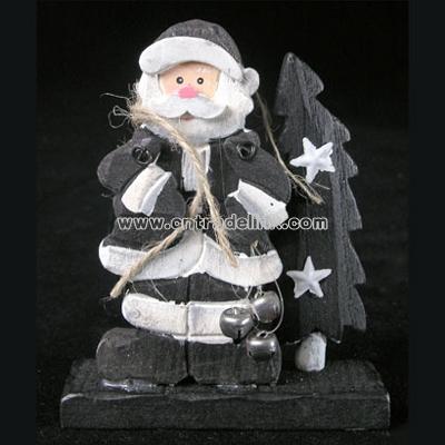 Black & White Santa Standing with Tree, Small