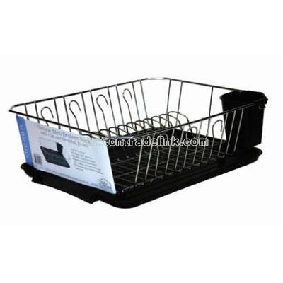 Black Chrome Kitchen Dish Rack with Cup and Tray