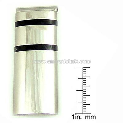 Black Enamel Inlayed Stainless Steel Money Clip