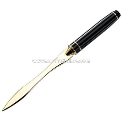 Black Handle Brass Letter Opener