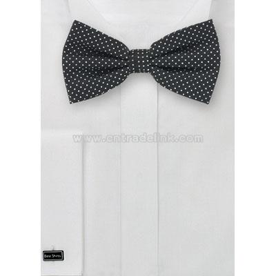 Black Polka Dot Bow Ties,Bow Tie & Pocket Square with Tiny Polka Dots